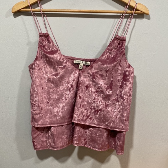 EXPRESS 111 Crop Top Mauve Crushed Velvet Double Layer  XS - Picture 10 of 10